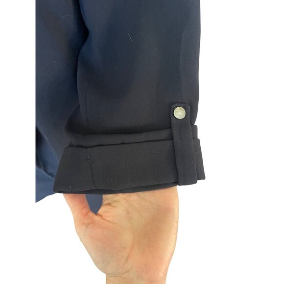 Zara Long Line Black Blazer Size S Roll Tab Sleeves Oversized Office Preppy - Picture 3 of 6